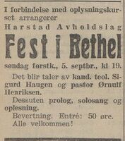 Harstad Tidende 03. september 1937.