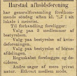 Annonse fra Harstad afholdsforening i Tromsø Amtstidende 08.02.1896.jpg