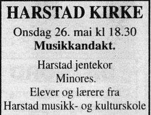Annonse fra Harstad kirke i Harstad Tidende 25.05.1999.jpg