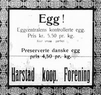 Annonse fra Folkeviljen 18. desember 1922. Dyre egg!.