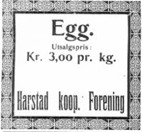 Annonse fra Folkeviljen 19. april 1923. Nord-Norske egg!