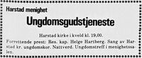 Ungdomsgudstjeneste Harstad kirke 16. oktober 1974. Harstad Tidende.