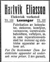 37. Annonse fra Hartvik Eliassen i Nord-Trøndelag og ordenfjeldsk Tidende 2. november 1922.jpg