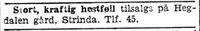 143. Annonse fra Hegdalen gård i Adresseavisen 8.10. 1942.jpg
