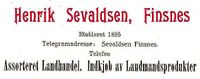 17. Annonse fra Henrik Sevaldsen under Harstadutstillingen 1911.jpg