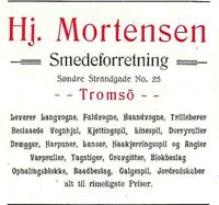 222. Annonse fra Hj. Mortensen, Tromsø under Harstadutstillingen 1911.jpg
