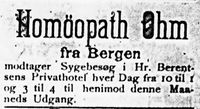 99. Annonse fra Homøopat Ohm, Bergen i Søndmøre Folkeblad 15.1.1892.jpg