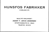 2. Annonse fra Hunsfos Fabrikker i Kristiansands Avholdslag 1874 - 10.august - 1949.jpg