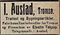 Austad-annonse i Oslo-avisa Tidens Tegn 13. mai 1914.