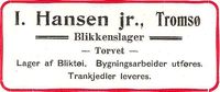 222. Annonse fra I. Hansen jr. under Harstadutstillingen 1911.jpg