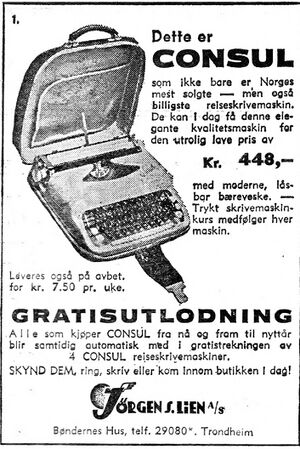 Annonse fra Jørgen S. Lien i Arbeidets Rett 12.11. 1962.jpg