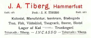 Annonse fra J.A. Tiberg under Harstadutstillingen 1911.jpg