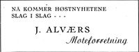 141. Annonse fra J. Alværs moteforretning i Kristiansands Avholdslag 1874 - 10.august - 1949.jpg
