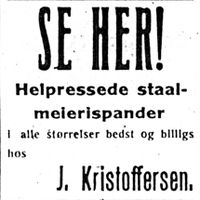 Annonse i Harstad Tidende 3. juli 1913. Skannet av Gunnar E. Kristiansen