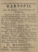 114. Annonse fra J. Storvik Mek. Værksted og Jernstøberi, Kristiansun N i Tromsø Amtstidende 20.12.1896.jpg