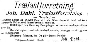 Annonse fra Joh. Dahl trelastforretning i Haalogaland 1207 1913.jpg