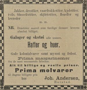 Annonse fra Johan Andersen i Harstad Tidende 13. 08. 1900.jpg