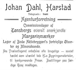 Annonse fra Johan Dahl under Harstadutstillingen 1911.jpg