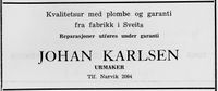 145. Annonse fra Johan Karlsen i Norsk Militært Tidsskrift nr. 11 1960.jpg