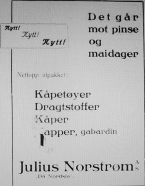 Annonse fra Julius Norstrøm i Inntrøndelagen 10. april 1940.JPG