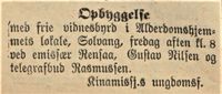123. Annonse fra Kinamisjonens ungdomsforening om opbyggelse i Stavanger Aftenblad 02.11.1903.jpg