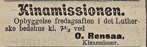 Annonse fra Kinamissionen om opbyggelse i det Lutherske bedehus i Tromsø Stiftstidende 03.10.1901.jpg