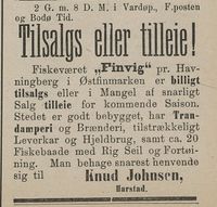1. Annonse fra Knud Johnsen i Tromsø Stiftstidende 24.01. 1889.jpg