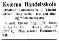 212. Annonse fra Kværnø Handelsskole i Nord-Trøndelag og Nordenfjeldsk Tidende 1.8.1936.jpg
