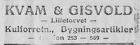 172. Annonse fra Kvam & Gisvold i Ny Tid 1914.jpg