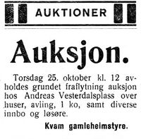 Fra avisa Indhereds-Posten 19. oktober 1923