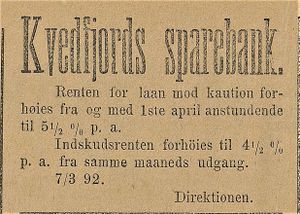 Annonse fra Kvedfjords sparebank i Lofotens Tidende 12.03. 1892.jpg