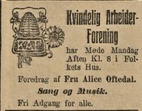 130. Annonse fra Kvindelig Arbeiderforening i Stavanger Aftenblad 10.02.1906.jpg