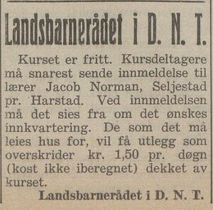 Annonse fra Landsbarnerådet i D.N.T. i Harstad Tidende 27.08.1937.jpg