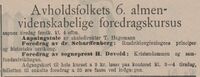 Påminnelse om kursstart 1. juli med åpningstale og forelesere i Tromsøposten 26.06.1913.