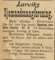 Annonse i Jarlsberg og Larviks Amtstidende 2. januar 1904.