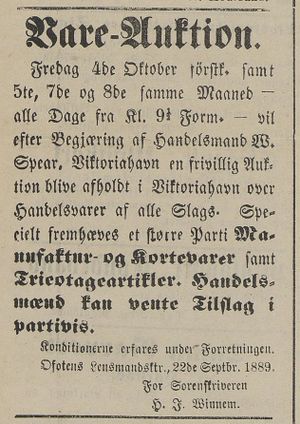 Annonse fra Lensmannen i Ofoten i Tromsø Amtstidende 29.09. 1889.jpg