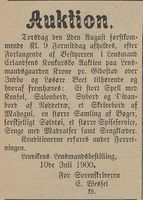 12. Annonse fra Lenvikens lensmandsbestilling om auksjon på lensmannsgården Krone i Tromsø Amtstidende 16.07. 1900.jpg