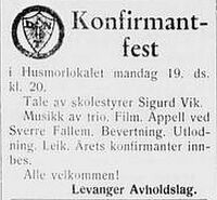 Annonse i Levanger-Avisa 16. oktober 1959.