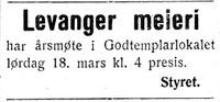 89. Annonse fra Levanger Meieri i Nord-Trøndelag og Nordenfjeldsk Tidende 14.03.33.jpg