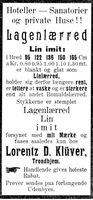 Annonse for linprodukter fra Lorentz D. Klüver i Mjølner 23. oktober 1899.