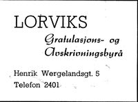 134. Annonse fra Lorviks gratulasjons- og avskrivningsbyrå i Kristiansands Avholdslag 1874 - 10.august - 1949.jpg
