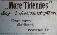 Annonse for avisas trykkeri, som tok små og store oppdrag.