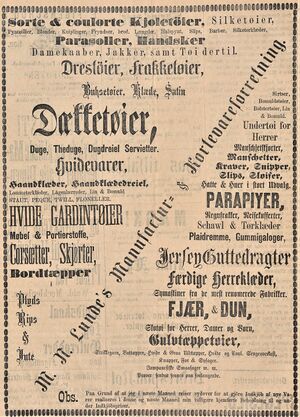 Annonse fra M.N. Lundes Manufactur- og Kortevareforretning i Lofot-Posten 15.08.1885.jpg