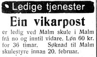 18. Annonse fra Malm kommune i Nord-Trøndelag og Nordenfjeldsk Tidende 09.02.33.jpg