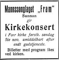 294. Annonse fra Mannssonglaget Fram i Nord-Trøndelag og Nordenfjeldsk Tidende 2. november 1922.jpg
