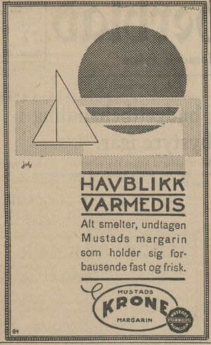 Annonse fra Mustads Margarinfabrik i Telemark Arbeiderblad 14.07.1931.jpg