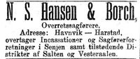 29. Annonse fra N.S. Hansen & Borch i Aftenposten 11.02. 1886.jpg