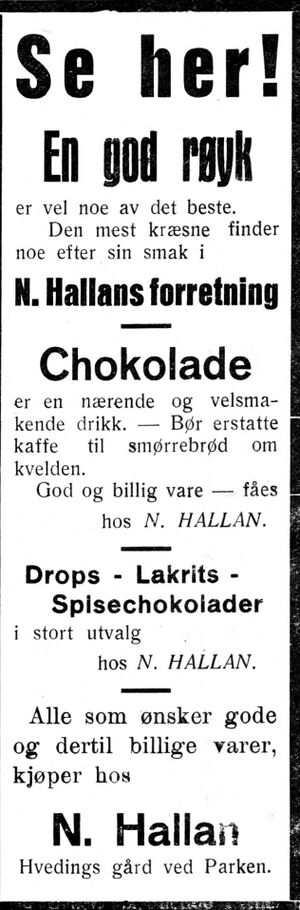 Annonse fra N. Hallan i Folkets Rett 1926.jpg