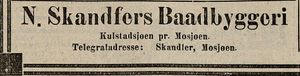 Annonse fra N. Skandfer i Tidens Tegn 13.05.1914.jpg