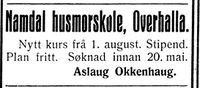 6. Annonse fra Namdal husmorskole i Nord-Trøndelag og Nordenfjeldsk Tidende 1.5.1937.jpg